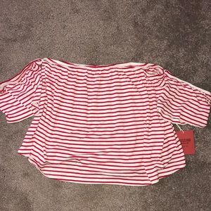 NWT red & white striped crop top